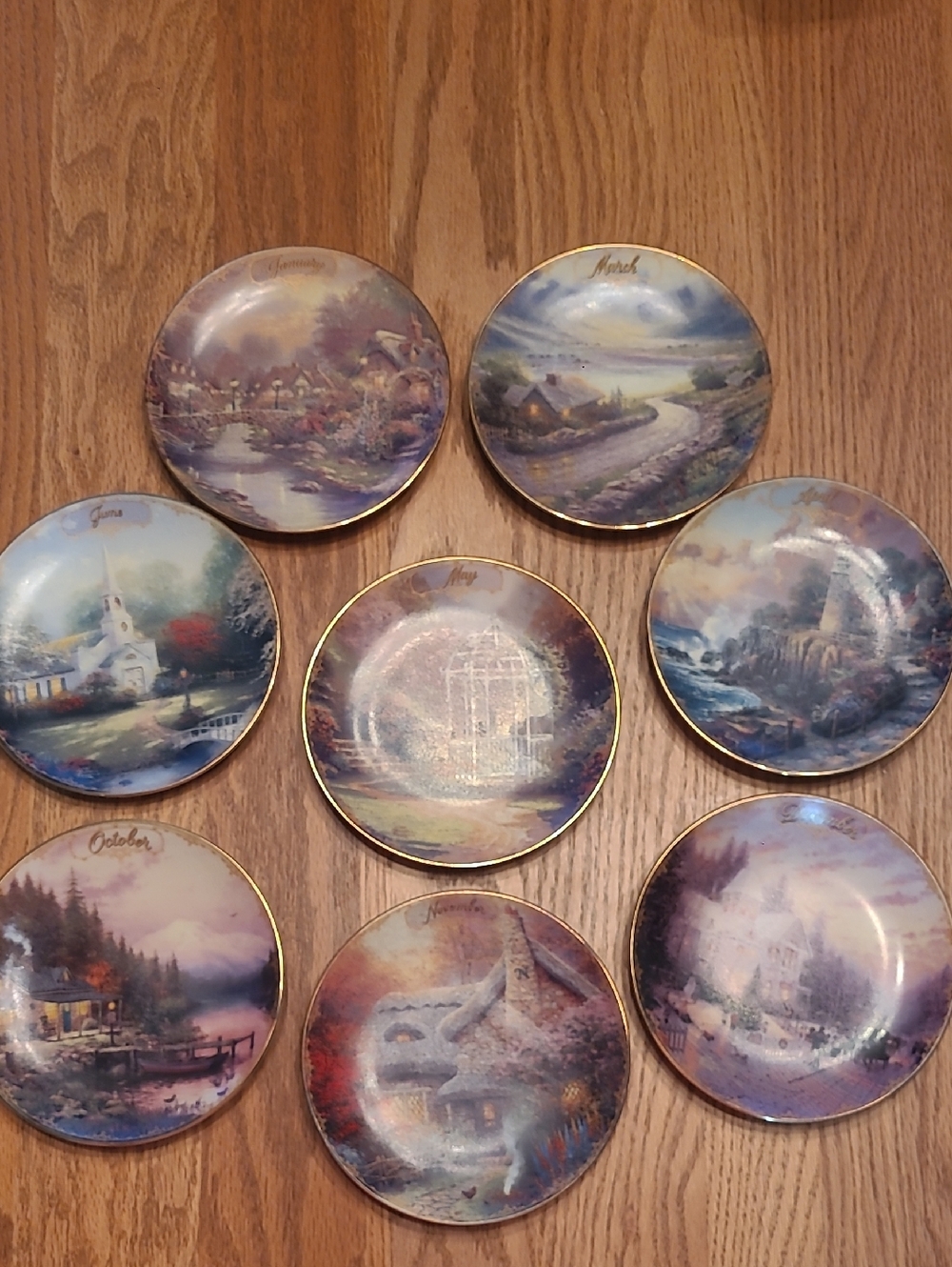 Thomas Kinkade Set Of 8 Collectors Plates